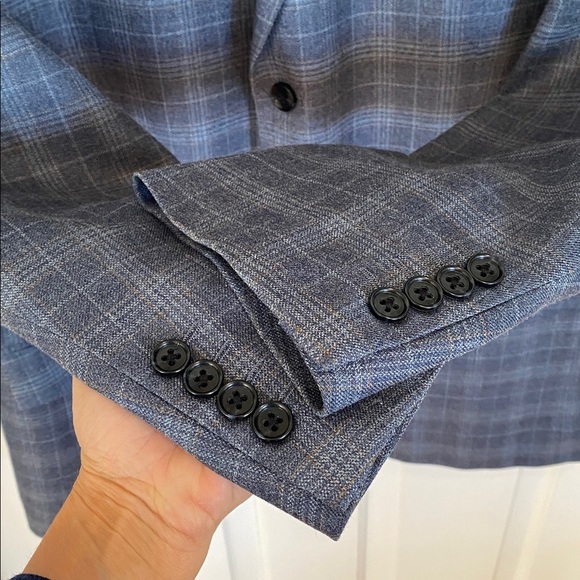 Nautica Wool Silk Blue plaid blazer coat men’s Grandpacore preppy academia - Picture 7 of 14
